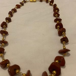 Red Jasper Gold Tone Necklace